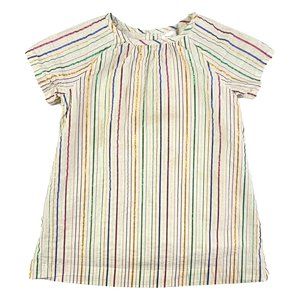 Hanna Andersson Dress Metallic Stripes Size 100 cm Girl US 4 Cotton Lurex Lined